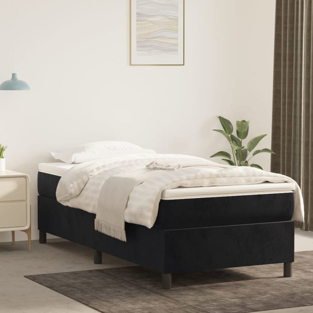 Boxspring met matras fluweel zwart 80x200 cm 80 x 200 cm 35 cm