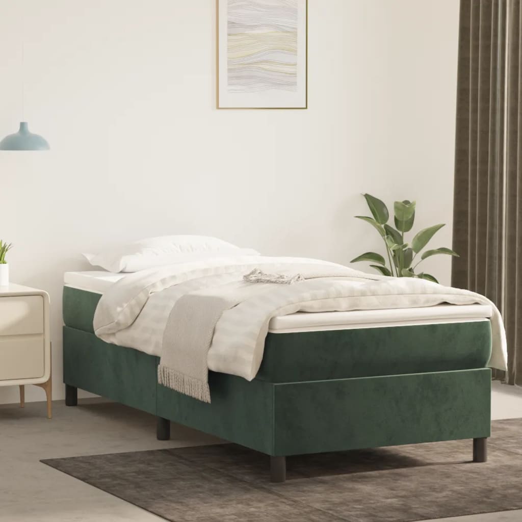 Boxspring Met Matras Fluweel Donkergroen 80 x 200 cm 35 cm