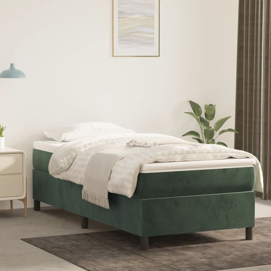 Boxspring Met Matras Fluweel Donkergroen 80 x 200 cm 35 cm