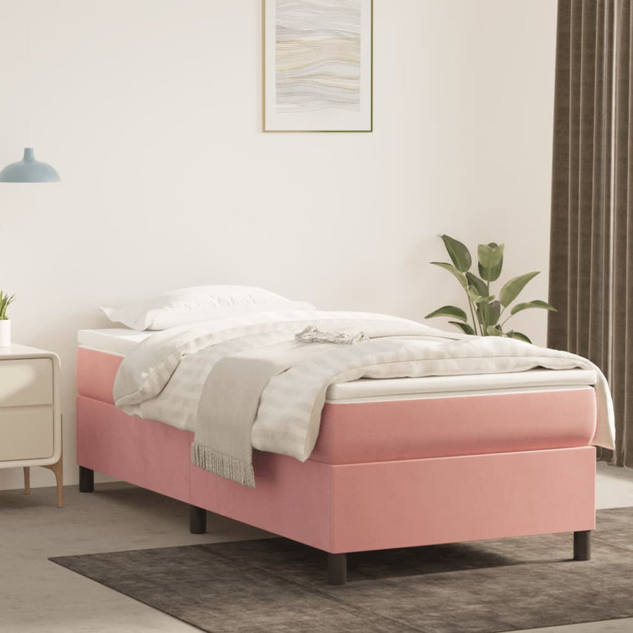 Boxspring Met Matras Fluweel Roze 80 x 200 cm 35 cm