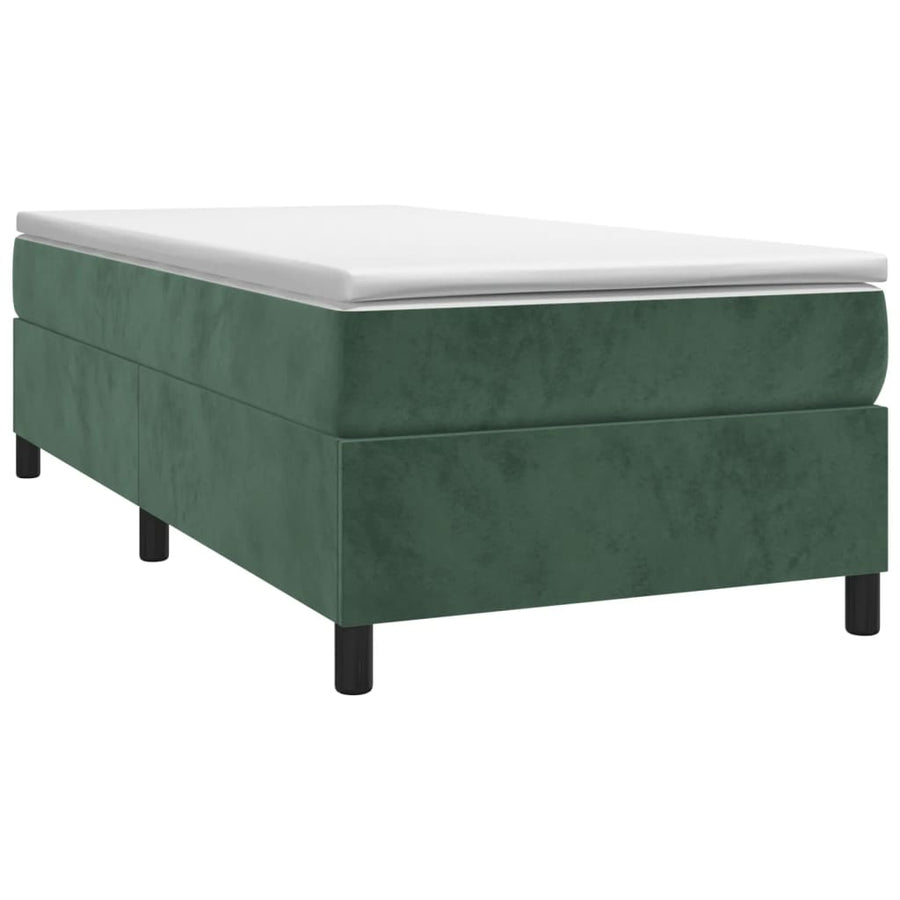 Boxspring met matras fluweel donkergroen 90x190 cm
