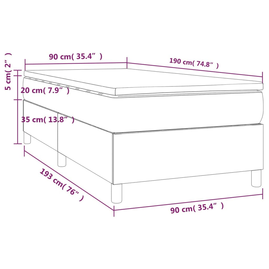 Boxspring met matras fluweel donkergroen 90x190 cm