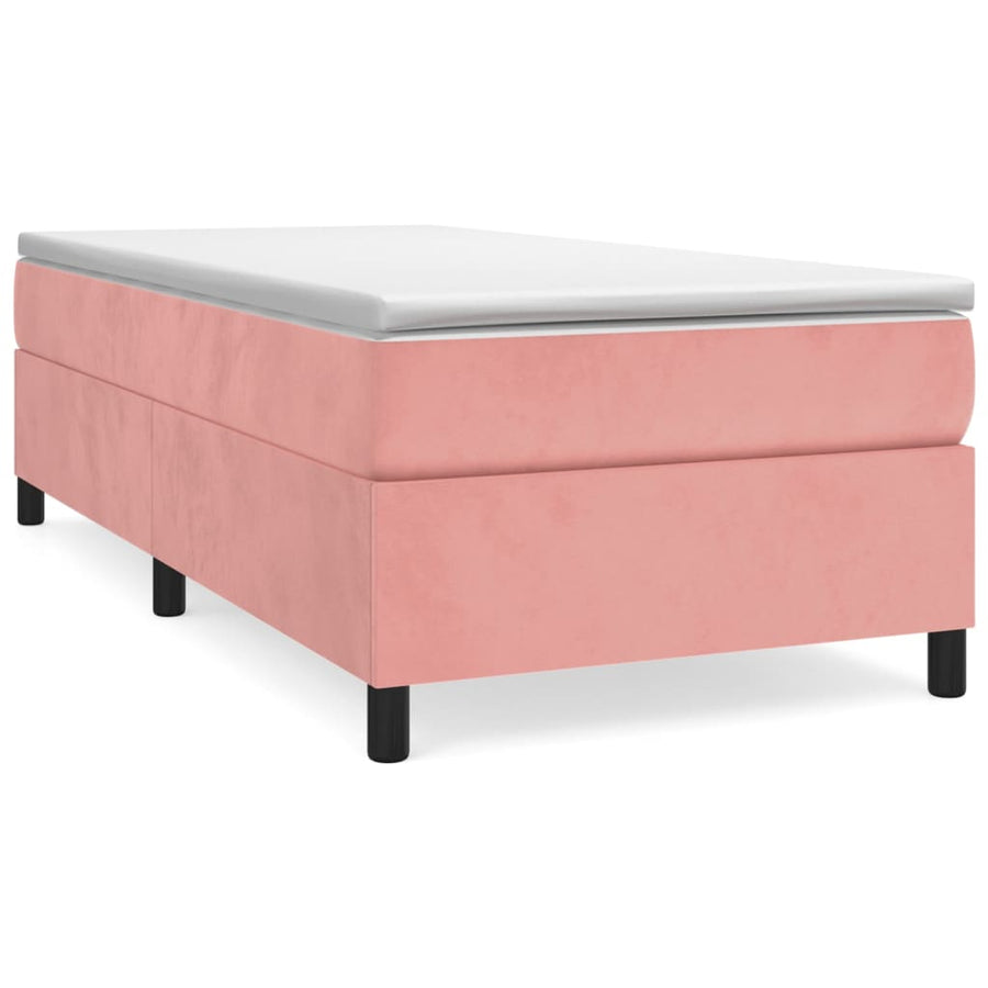 Boxspring Met Matras Fluweel Roze 90 x 190 cm 35 cm