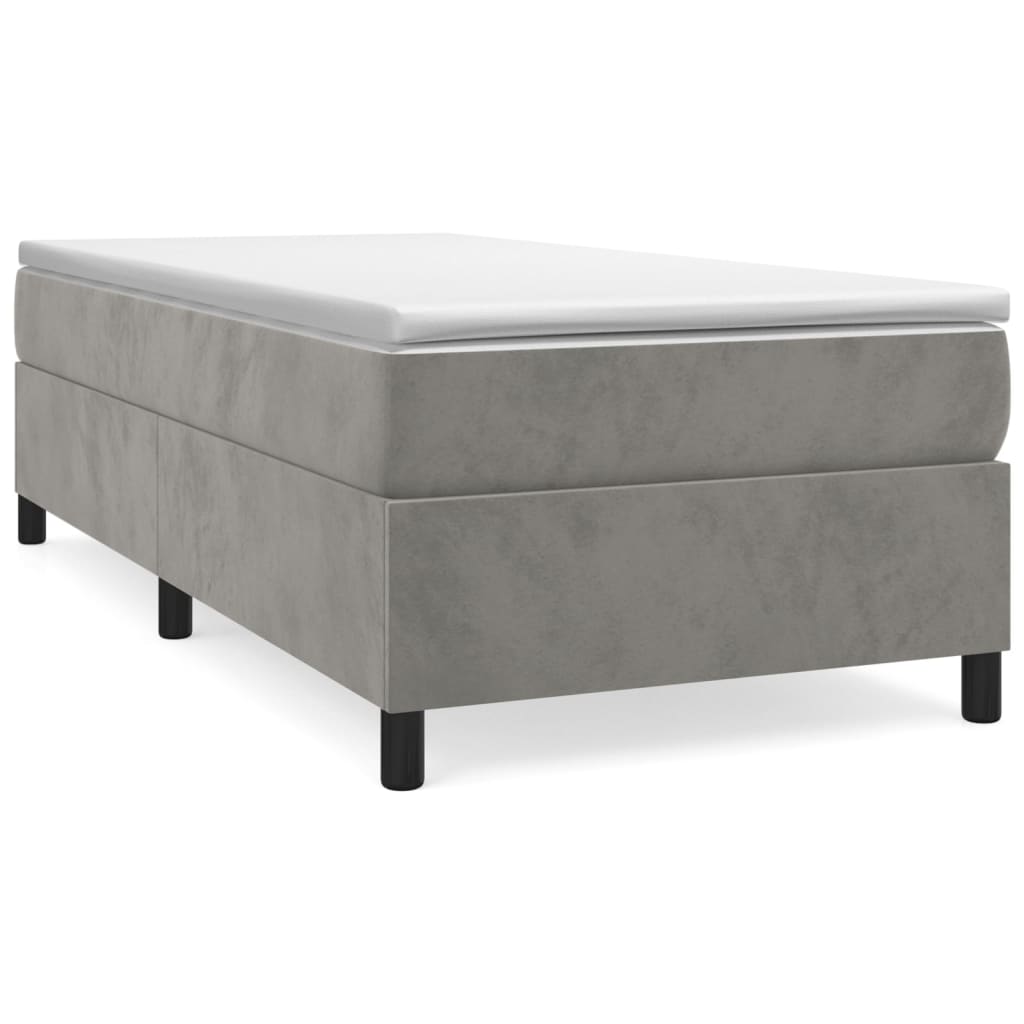 Boxspring met matras fluweel lichtgrijs 90x200 cm 90 x 200 cm 35 cm
