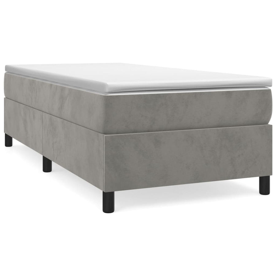 Boxspring met matras fluweel lichtgrijs 90x200 cm 90 x 200 cm 35 cm