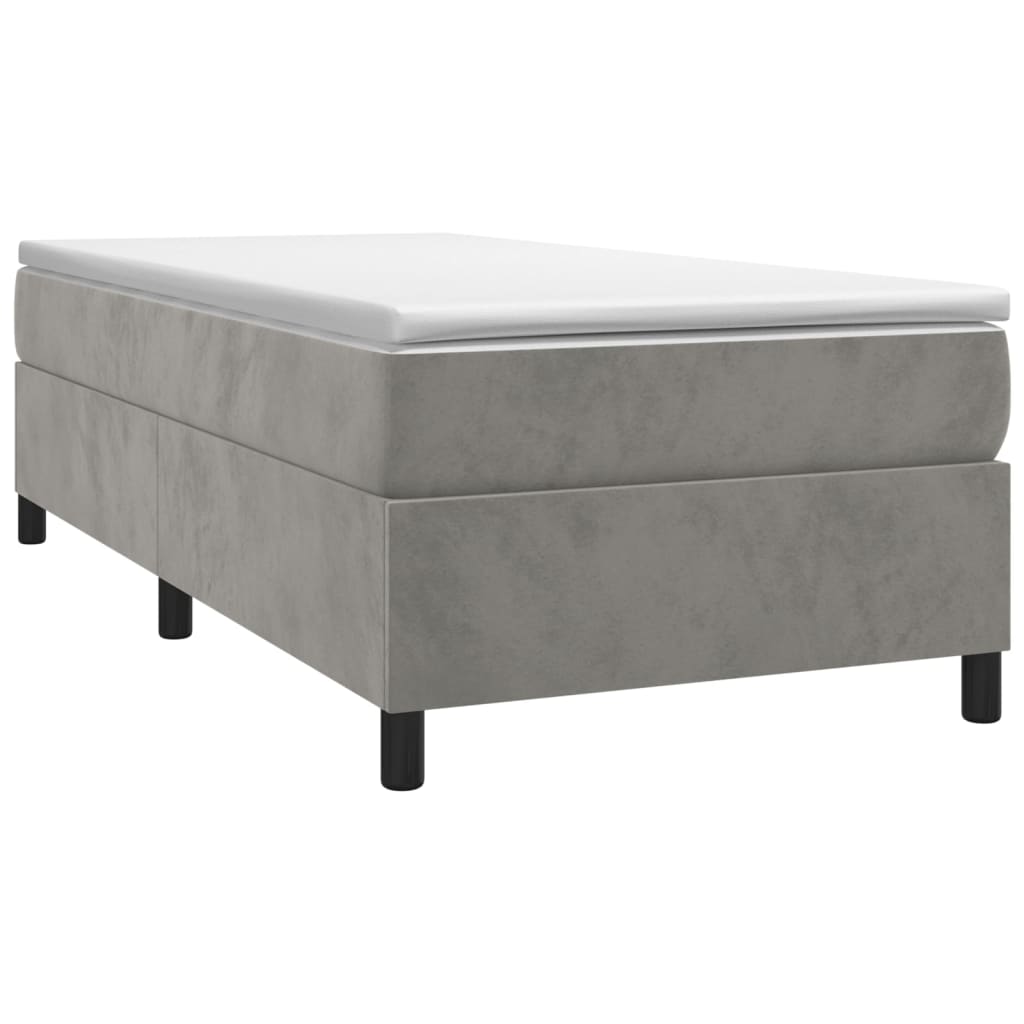 Boxspring met matras fluweel lichtgrijs 90x200 cm 90 x 200 cm 35 cm