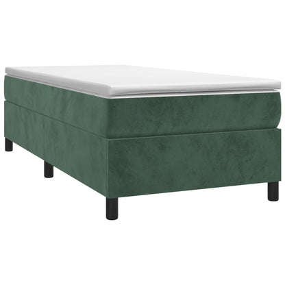 Boxspring met matras fluweel donkergroen 90x200 cm