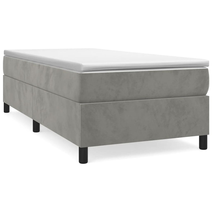 Boxspring met matras fluweel lichtgrijs 100x200 cm 100 x 200 cm 35 cm