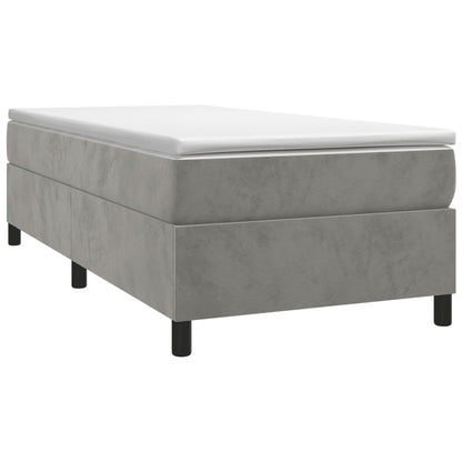 Boxspring met matras fluweel lichtgrijs 100x200 cm 100 x 200 cm 35 cm