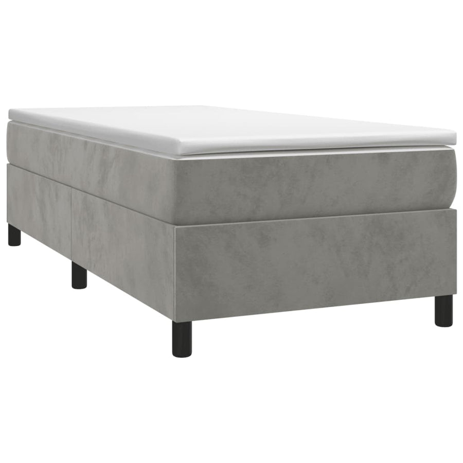 Boxspring met matras fluweel lichtgrijs 100x200 cm 100 x 200 cm 35 cm