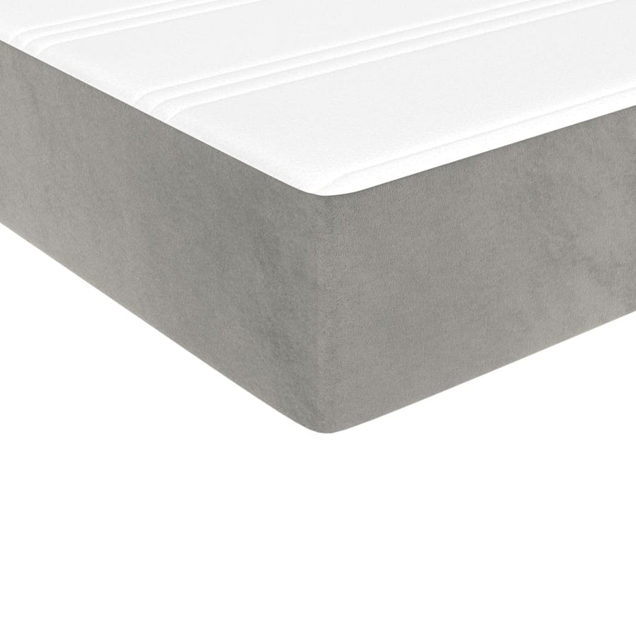 Boxspring met matras fluweel lichtgrijs 100x200 cm 100 x 200 cm 35 cm
