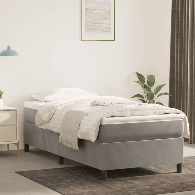 Boxspring met matras fluweel lichtgrijs 100x200 cm 100 x 200 cm 35 cm