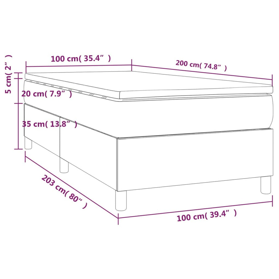 Boxspring met matras fluweel donkergroen 100x200 cm