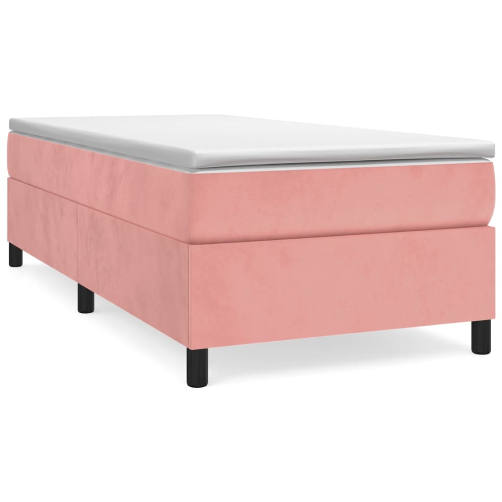 Boxspring met matras fluweel roze 100x200 cm 100 x 200 cm 35 cm