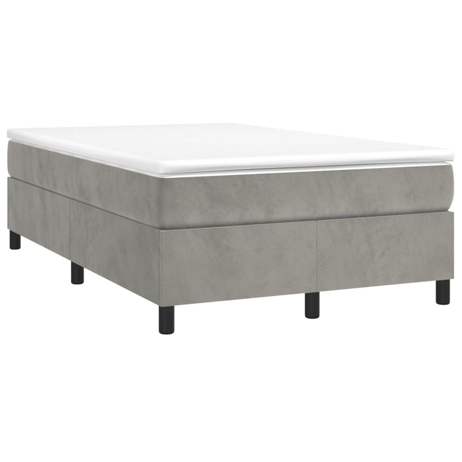 Boxspring met matras fluweel lichtgrijs 120x200 cm 120 x 200 cm 35 cm