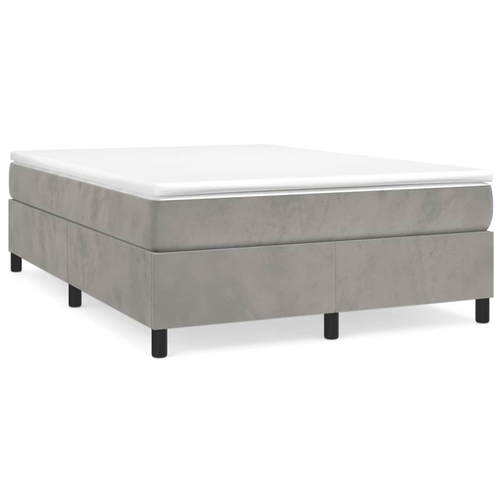 Boxspring met matras fluweel lichtgrijs 140x190 cm 140 x 190 cm 35 cm