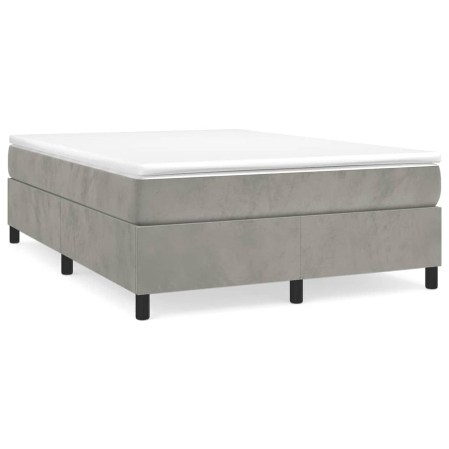 Boxspring met matras fluweel lichtgrijs 140x190 cm 140 x 190 cm 35 cm