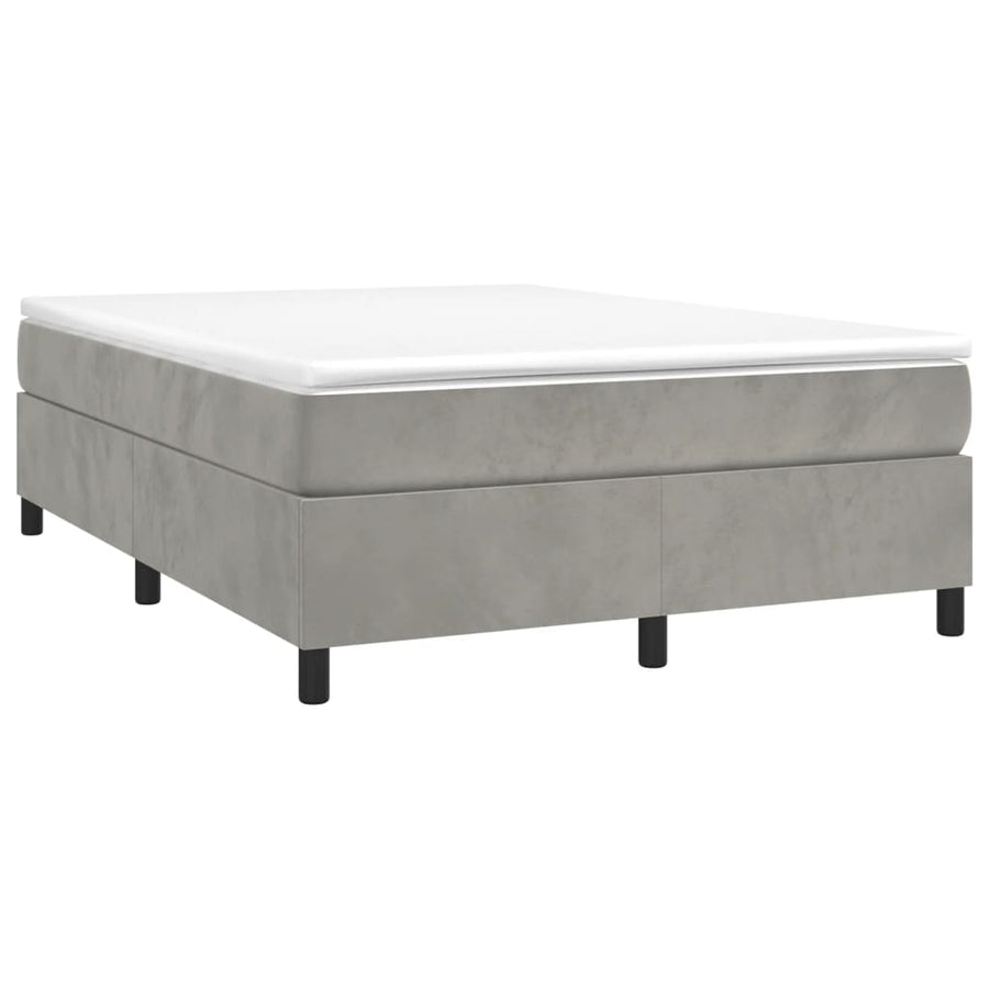Boxspring met matras fluweel lichtgrijs 140x190 cm 140 x 190 cm 35 cm