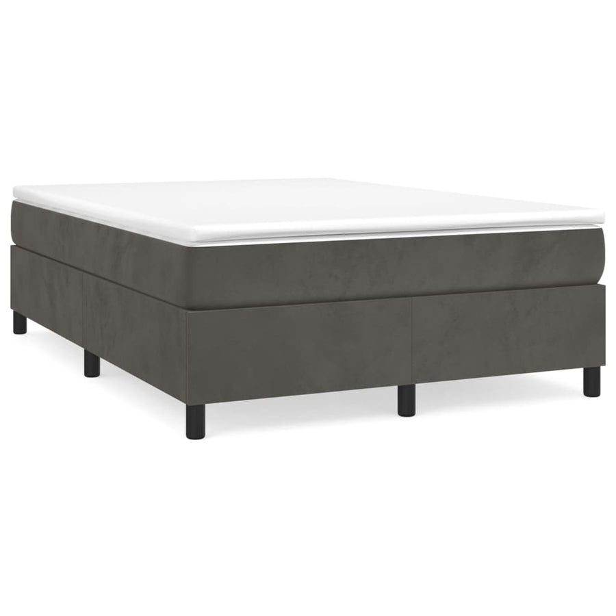Boxspring met matras fluweel donkergrijs 140x190 cm 140 x 190 cm 35 cm