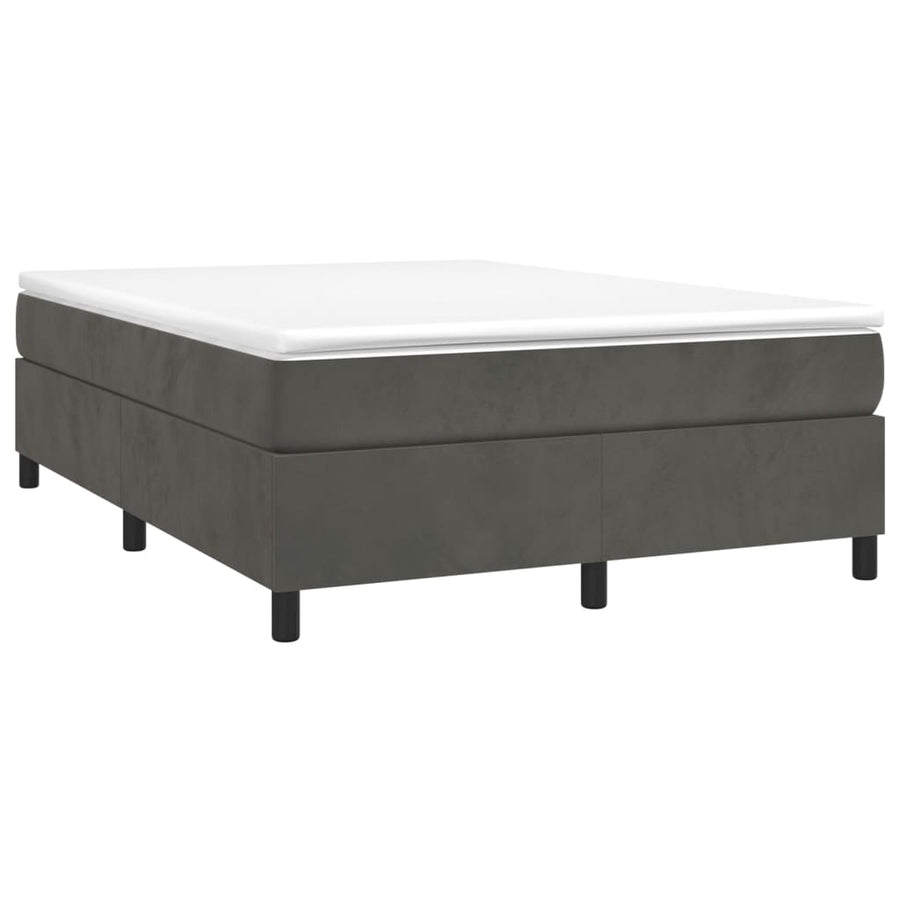 Boxspring met matras fluweel donkergrijs 140x190 cm 140 x 190 cm 35 cm