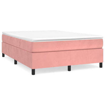 Boxspring met matras fluweel roze 140x190 cm 140 x 190 cm 35 cm