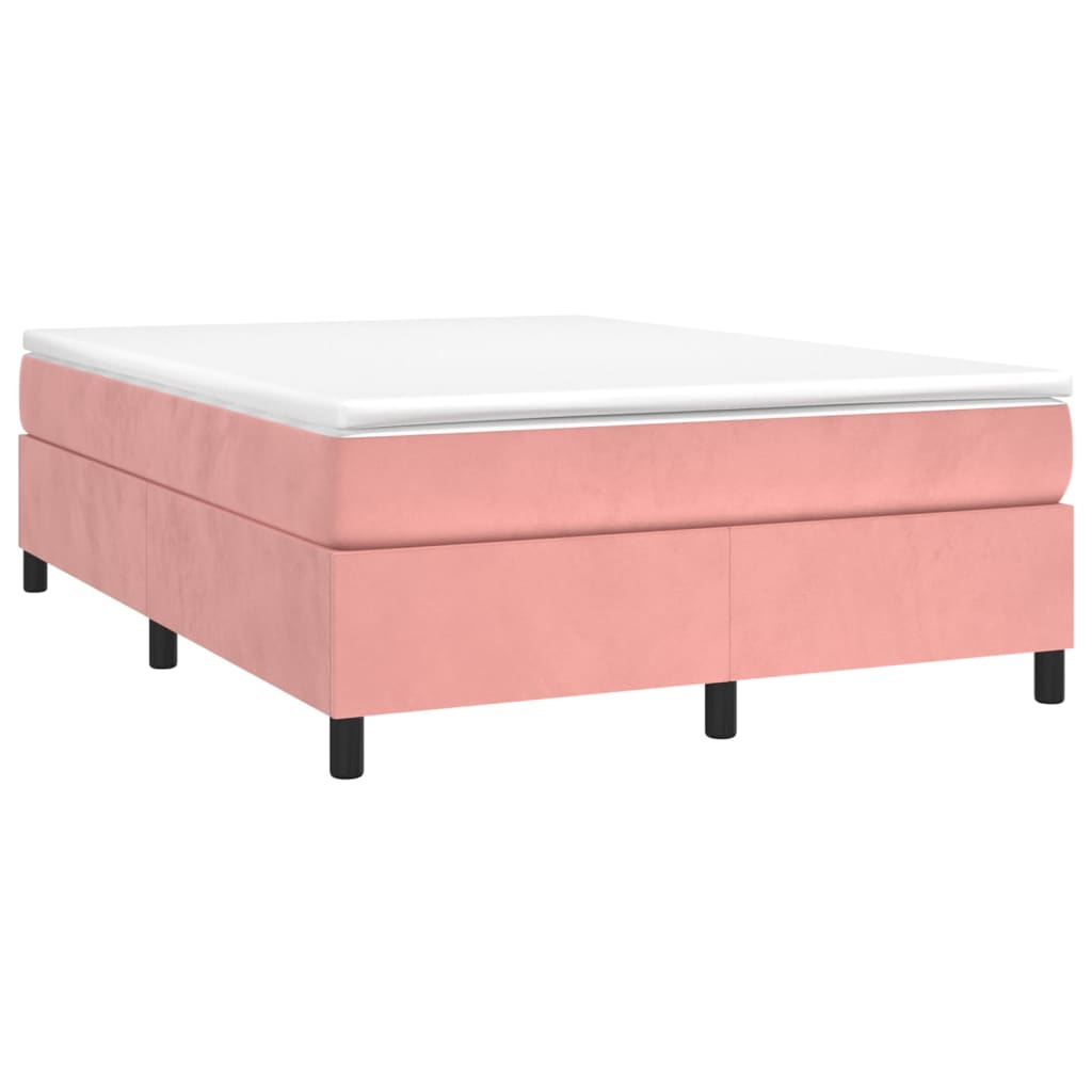 Boxspring met matras fluweel roze 140x190 cm 140 x 190 cm 35 cm