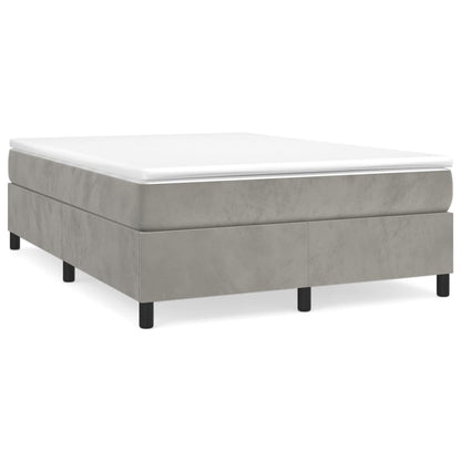 Boxspring met matras fluweel lichtgrijs 140x200 cm 140 x 200 cm 35 cm