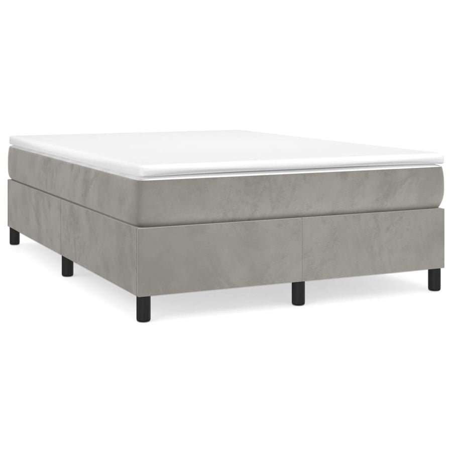 Boxspring met matras fluweel lichtgrijs 140x200 cm 140 x 200 cm 35 cm
