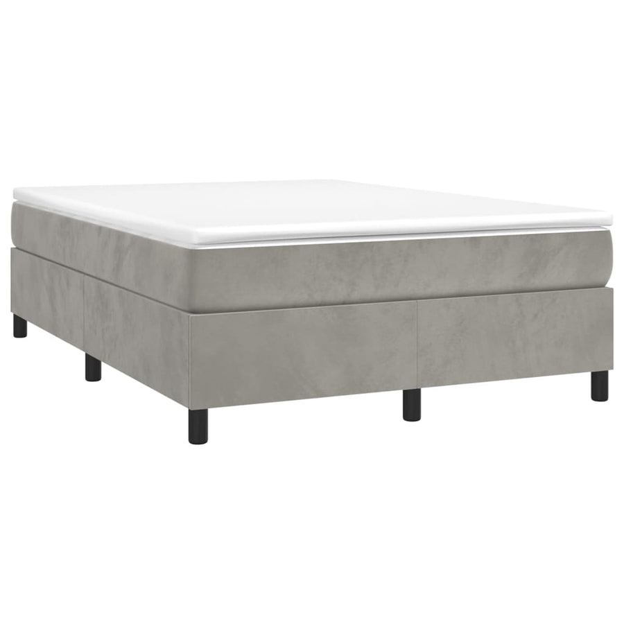 Boxspring met matras fluweel lichtgrijs 140x200 cm 140 x 200 cm 35 cm