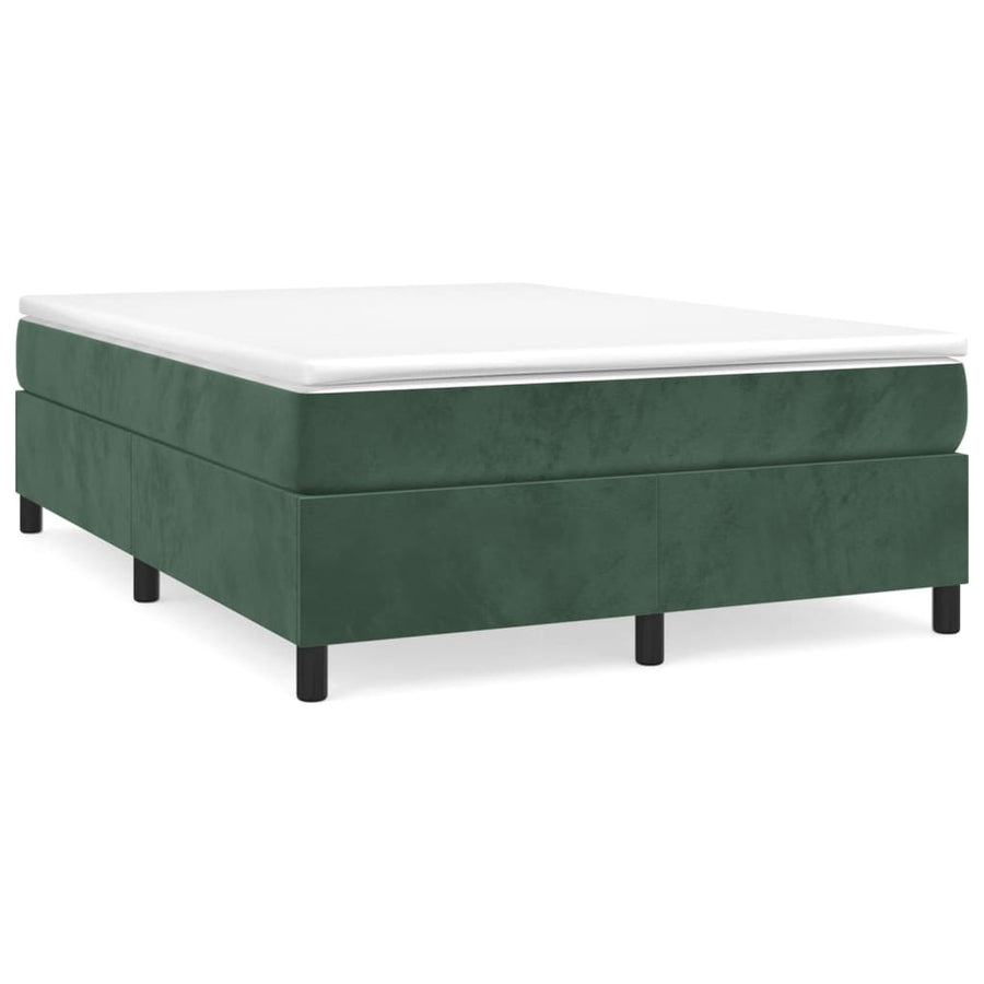 Boxspring met matras fluweel donkergroen 140x200 cm 140 x 200 cm 35 cm