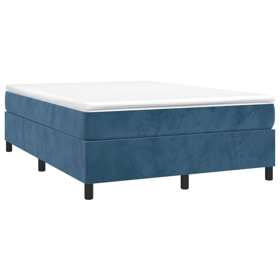 Boxspring met matras fluweel donkerblauw 140x200 cm 140 x 200 cm 35 cm