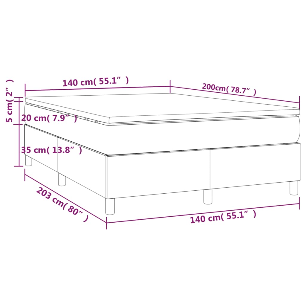 Boxspring met matras fluweel donkerblauw 140x200 cm 140 x 200 cm 35 cm