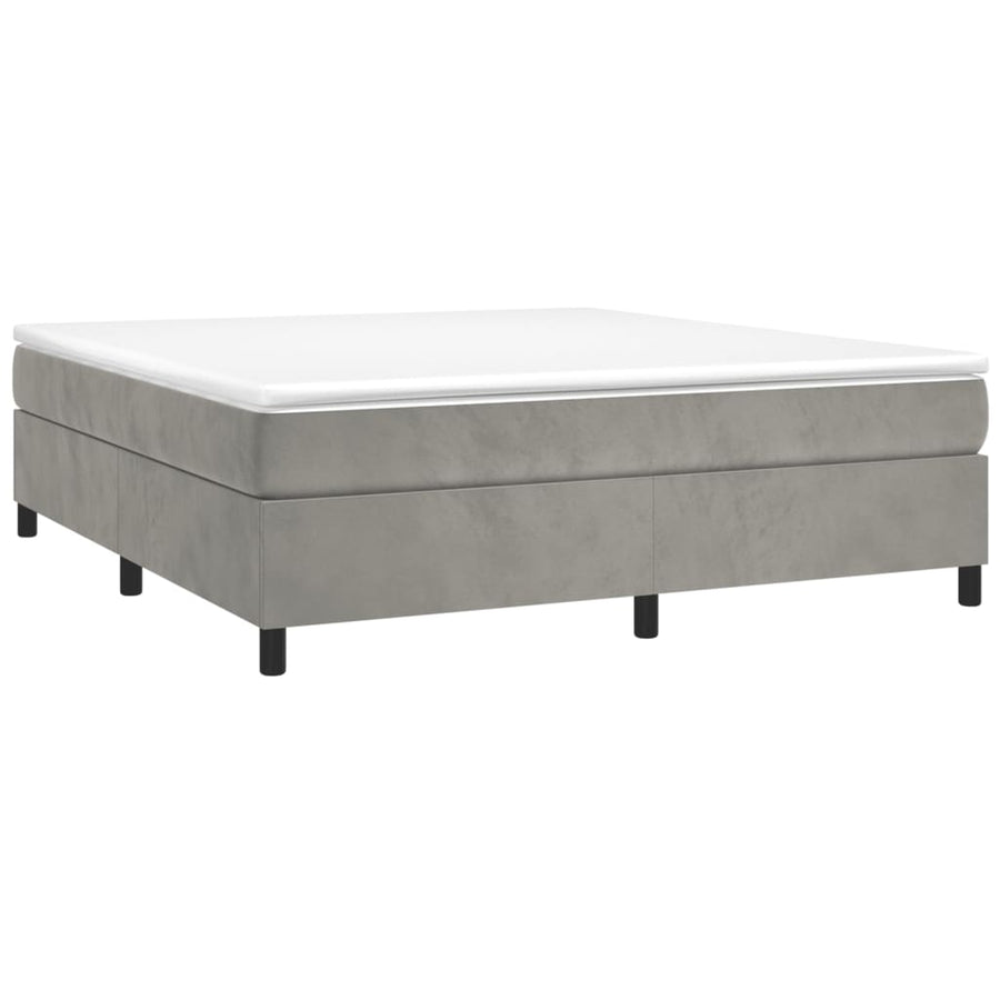 Boxspring met matras fluweel lichtgrijs 160x200 cm 160 x 200 cm 35 cm