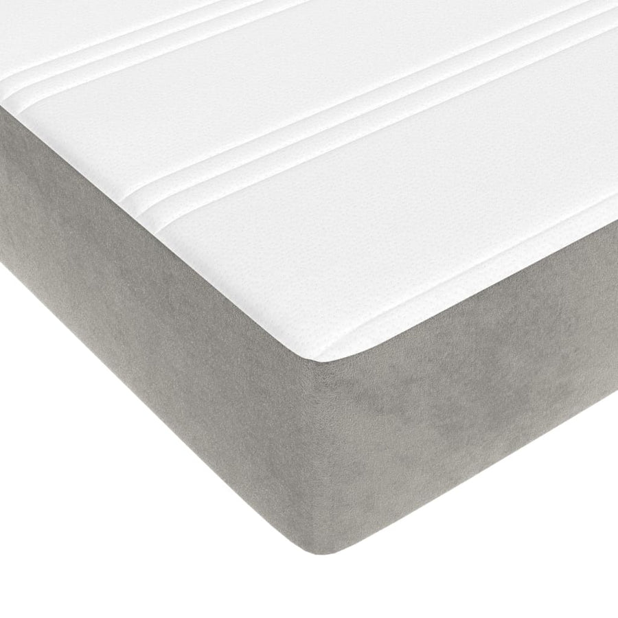 Boxspring met matras fluweel lichtgrijs 160x200 cm 160 x 200 cm 35 cm