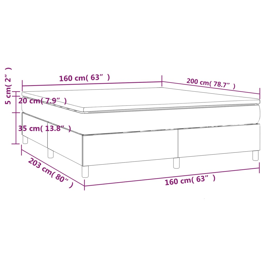 Boxspring met matras fluweel zwart 160x200 cm 160 x 200 cm 35 cm