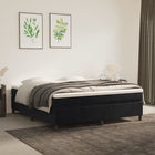 Boxspring met matras fluweel zwart 160x200 cm 160 x 200 cm 35 cm