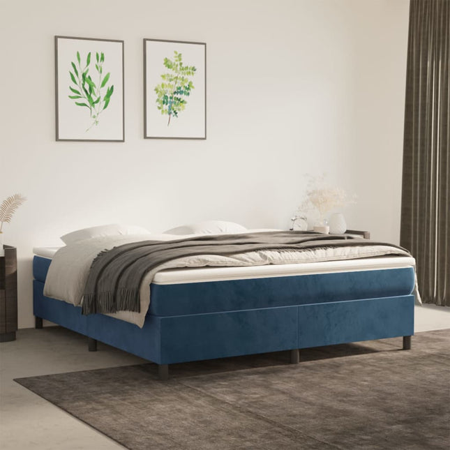 Boxspring met matras fluweel donkerblauw 160x200 cm 160 x 200 cm 35 cm