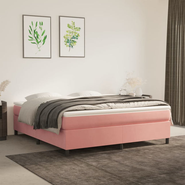 Boxspring met matras fluweel roze 160x200 cm 160 x 200 cm 35 cm