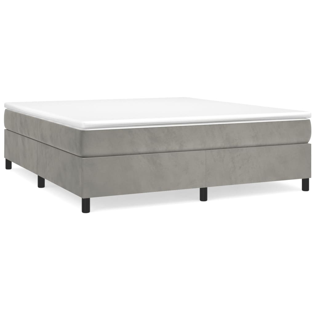 Boxspring met matras fluweel lichtgrijs 200x200 cm 200 x 200 cm 35 cm