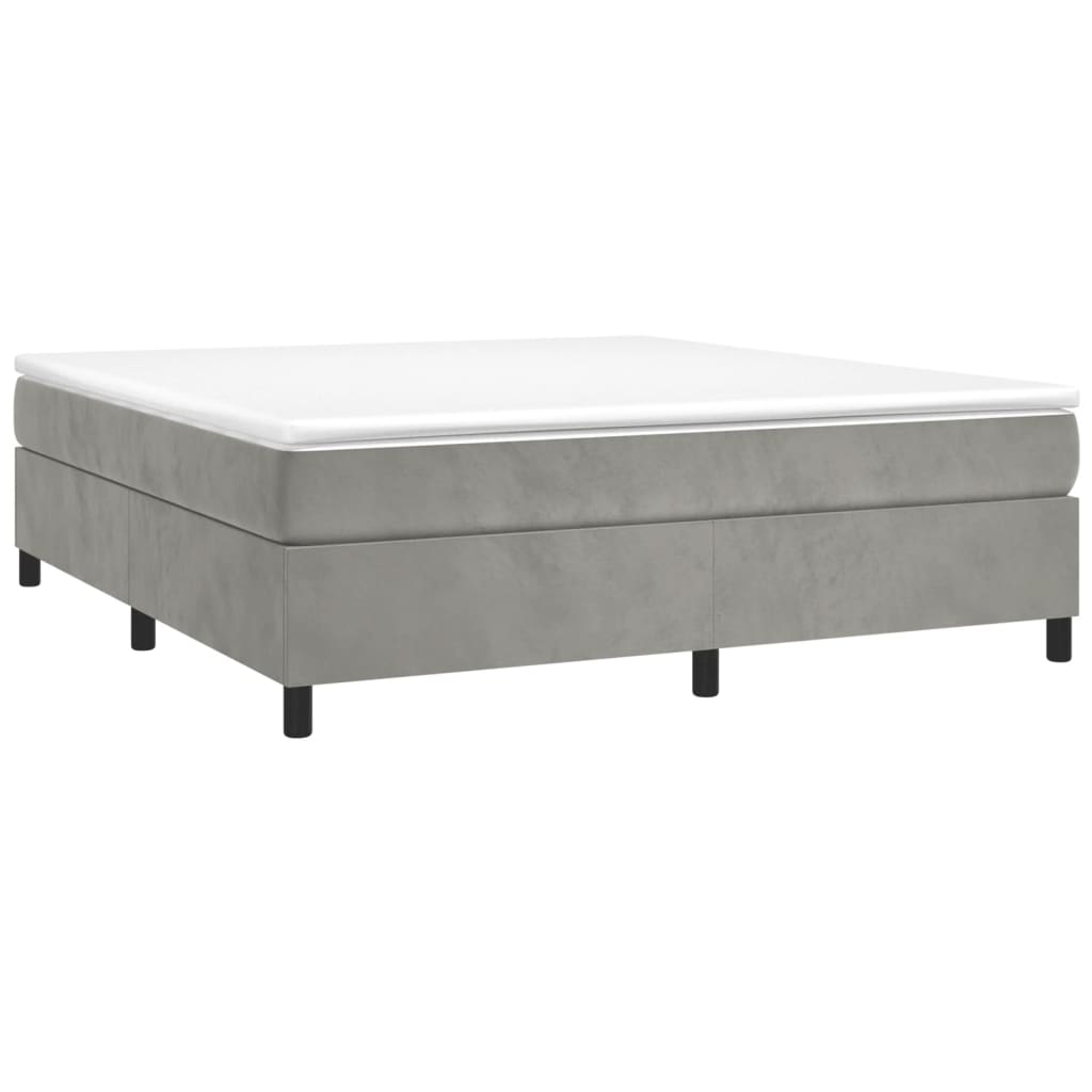 Boxspring met matras fluweel lichtgrijs 200x200 cm 200 x 200 cm 35 cm
