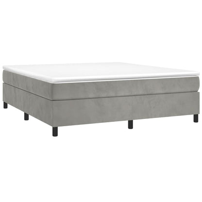 Boxspring met matras fluweel lichtgrijs 200x200 cm 200 x 200 cm 35 cm