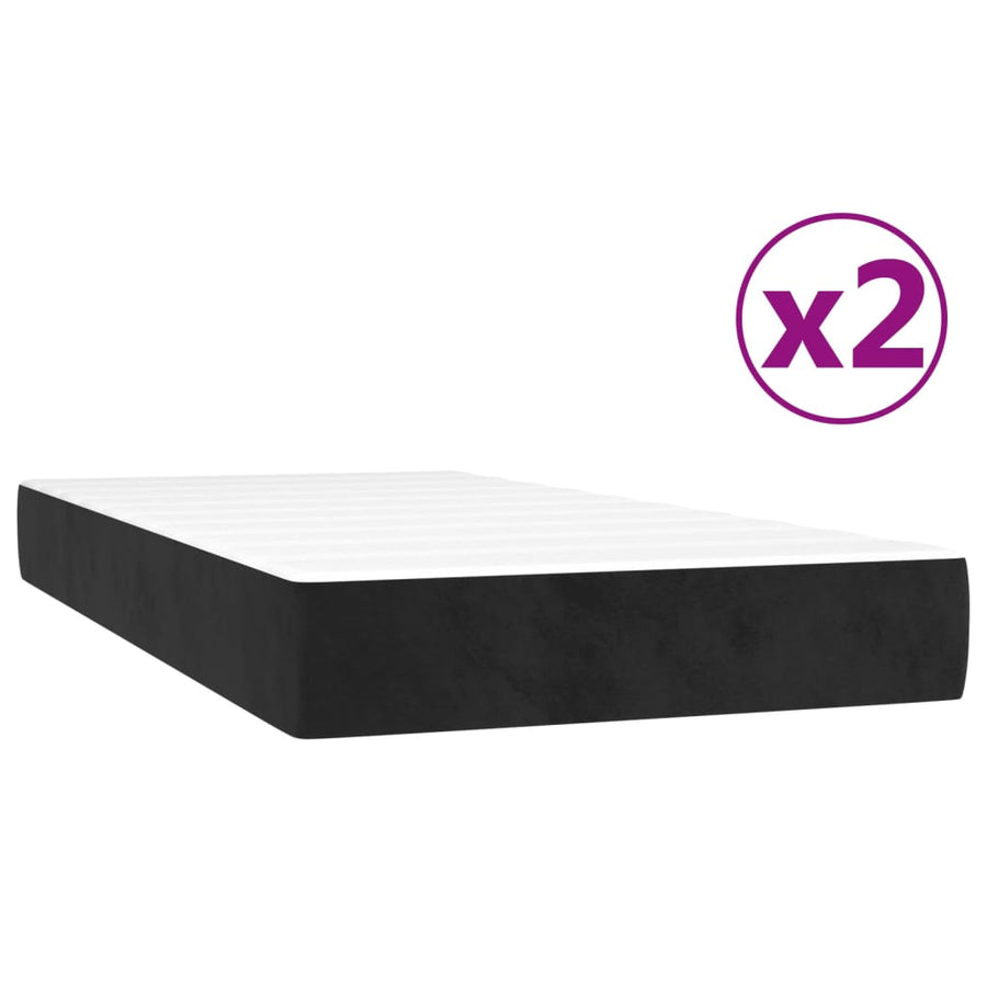 Boxspring met matras fluweel zwart 200x200 cm 200 x 200 cm 35 cm