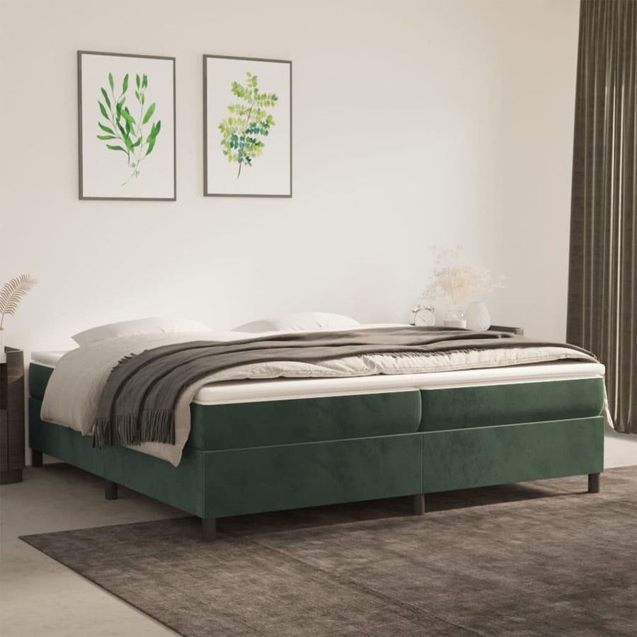 Boxspring met matras fluweel donkergroen 200x200 cm