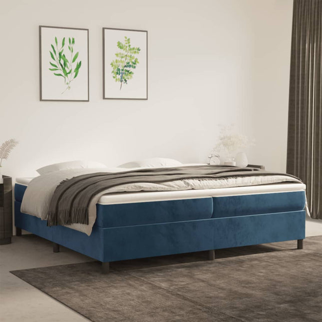 Boxspring met matras fluweel donkerblauw 200x200 cm 200 x 200 cm 35 cm