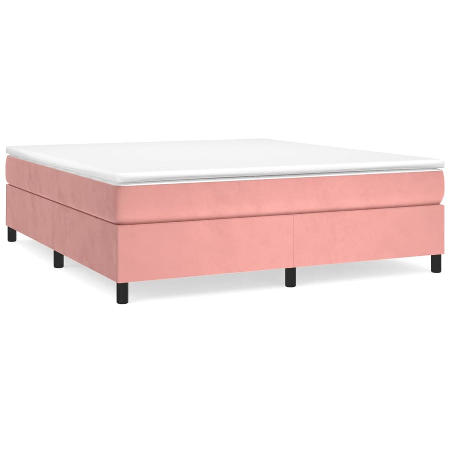 Boxspring met matras fluweel roze 200x200 cm 200 x 200 cm 35 cm