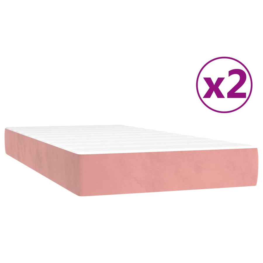 Boxspring met matras fluweel roze 200x200 cm 200 x 200 cm 35 cm