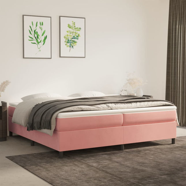 Boxspring met matras fluweel roze 200x200 cm 200 x 200 cm 35 cm