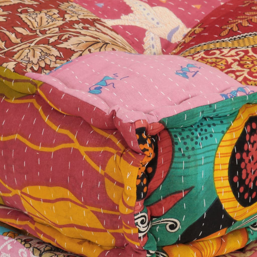 Poef Modulair Met Kussen Stof Patchwork Hoekbankdeel met kussen