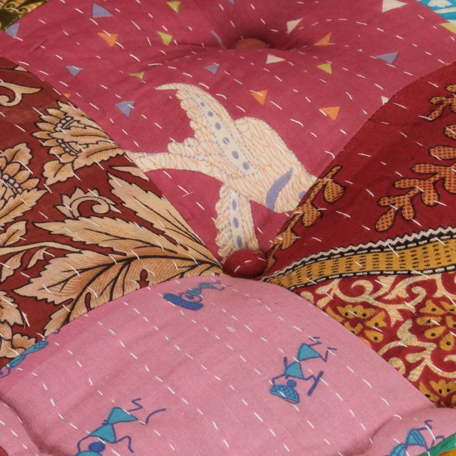 Poef Modulair Met Kussen Stof Patchwork Hoekbankdeel met kussen