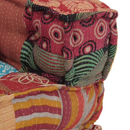 Poef Modulair Met Kussen Stof Patchwork Hoekbankdeel met kussen